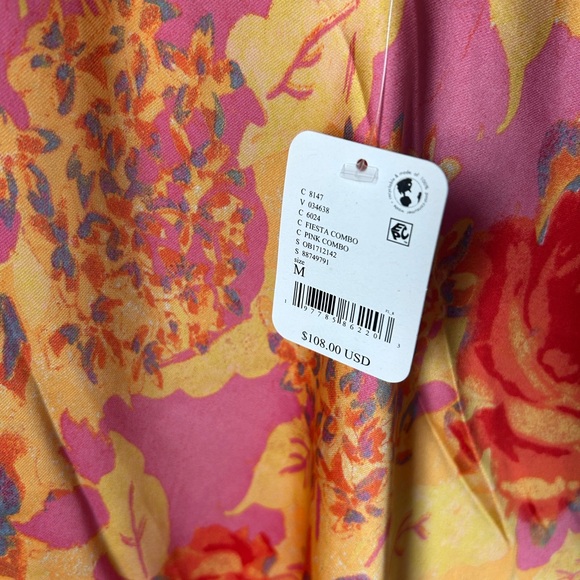 Free People Pink Orange Floral Slip Slit Dress - Picture 4 of 5
